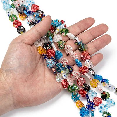 Heart Handmade Millefiori Glass Beads Strands LK-R004-68-1