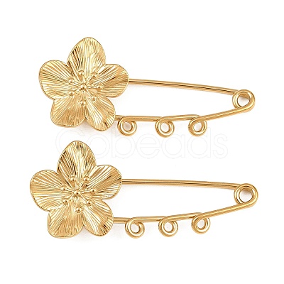 Peach Blossom 304 Stainless Steel Safety Pins Brooch Findings SA-CBA098D-14B-G03-1