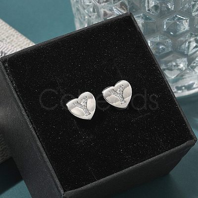 Rack Plating Brass Micro Pave Clear Cubic Zirconia Stud Earrings EJEW-K299-01P-Y-1