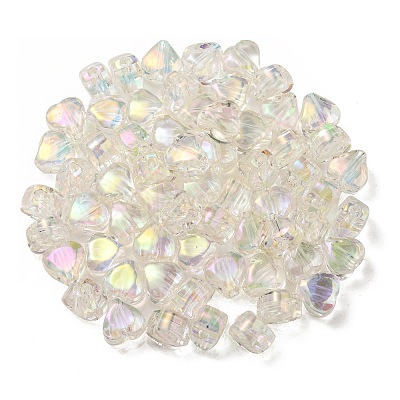 UV Plating Rainbow Iridescent Acrylic Beads OACR-F004-05G-1