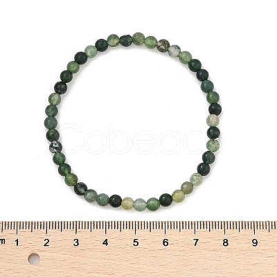 Natural Moss Agate Beaded Stretch Bracelets BJEW-D446-A-44-1