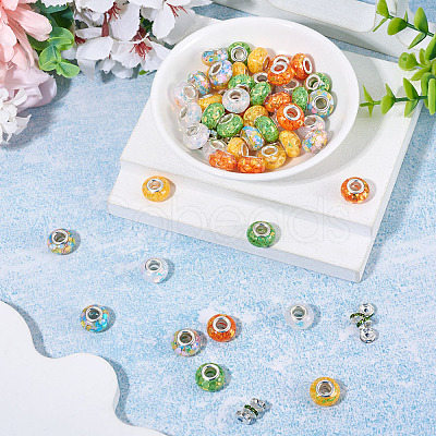 50Pcs 5 Colors Transparent Resin Rondelle European Beads RESI-TA0005-63A-1