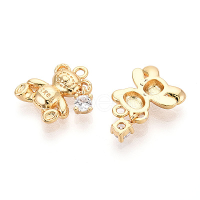 Brass Micro Pave Clear Cubic Zirconia Pendants X1-KK-T078-02G-05-1