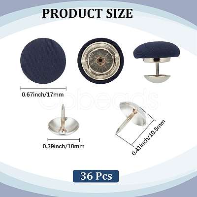 36Pcs Flat Round Cloth Cap Nail Buttons BUTT-CY0001-34A-1