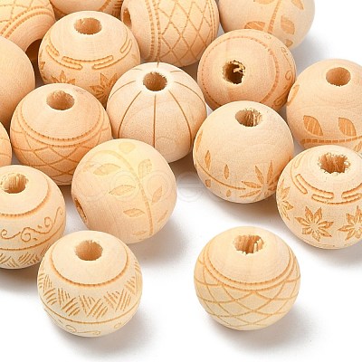 Unfinished Natural Wood European Beads X-WOOD-T025-001-LF-1
