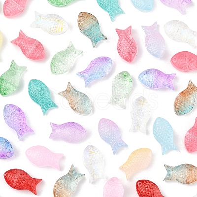 50Pcs Transparent Spray Painted Glass Beads GLAA-FS0002-06A-1