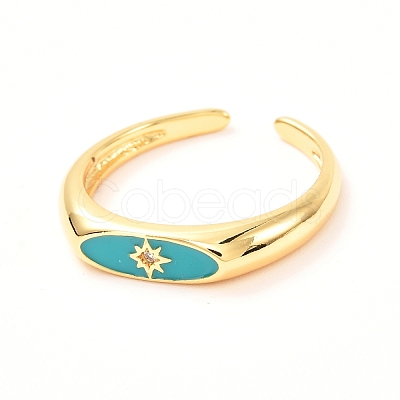 Horse Eye Golden Enamel Rings for Women KK-G404-16-1