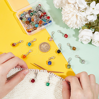 Birthstone Glass Locking Stitch Marker HJEW-UN00030-1