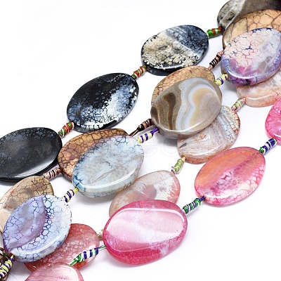 Natural Fire Crackle Agate Beads Strands G-L544-023-1