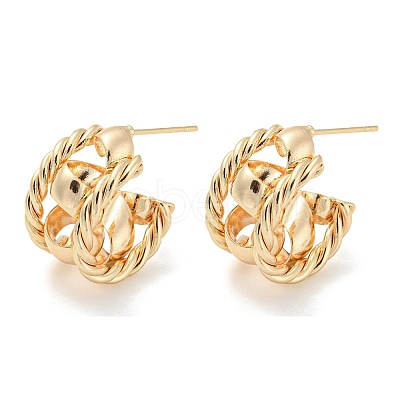Brass Stud Earrings EJEW-K264-06G-1