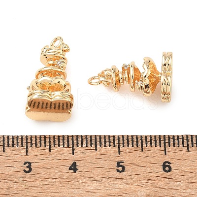 Brass Micro Pave Clear Cubic Zirconia Pendants KK-K351-68G-1