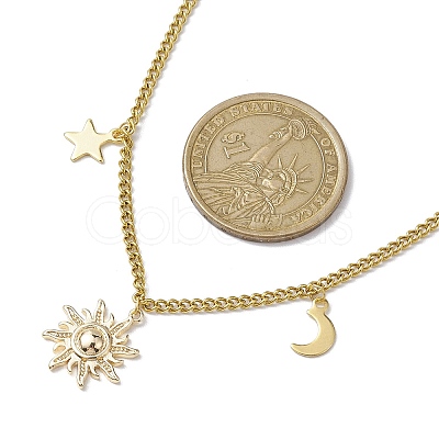 Sun & Star & Moon Brass Pendant Necklaces NJEW-JN04808-1