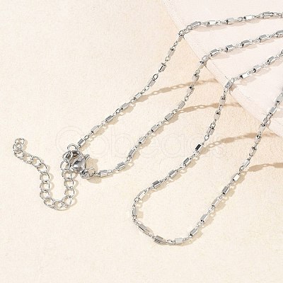 1.5MM 304 Stainless Steel Cuboid Link Chain Necklaces for Women NJEW-G201-03P-1