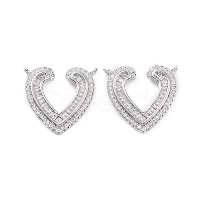 Brass Pave Clear Cubic Zirconia Pendants KK-E068-VC476-1