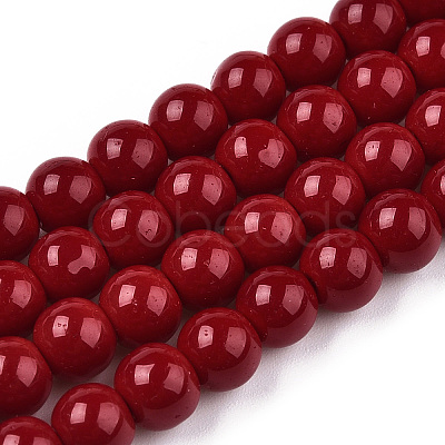 Opaque Solid Color Glass Beads Strands GLAA-T032-P6mm-05-1