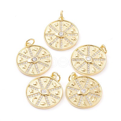 Brass Micro Pave Clear Cubic Zirconia Pendants ZIRC-I043-04G-1