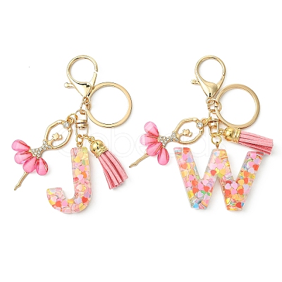 Letter A~Z Transparent Glitter Resin Pendant Keychains KEYC-FZ00024-21-1
