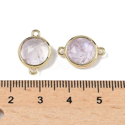 Brass Pave Natural Amethyts Faceted Flat Round Connector Charms G-U028-04G-09-1