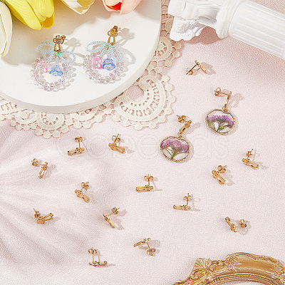 40Pcs Bowknot Ion Plating(IP) 304 Stainless Steel Stud Earring Findings STAS-SC0010-43-1