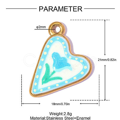 Printed 304 Stainless Steel with Enamel Pendants SA-OY002-67G-02-1