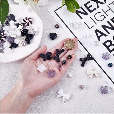 150 Pieces Random Rose Acrylic Beads Bear Pastel Spacer Beads Butterfly Loose Beads for Jewelry Keychain Phone Lanyard Making JX543D-1