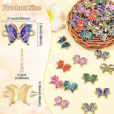 20Pcs 10 Colors Alloy Enamel Connector Charms ENAM-YW0008-04-1