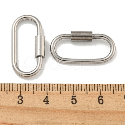 Non-Tarnish 304 Stainless Steel Screw Carabiner Lock Charms STAS-C092-01A-P-1