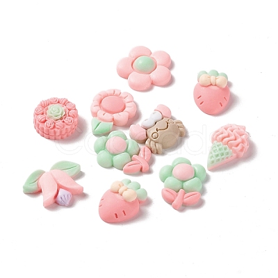 Spray Painted Resin Cabochons RESI-G031-15-1