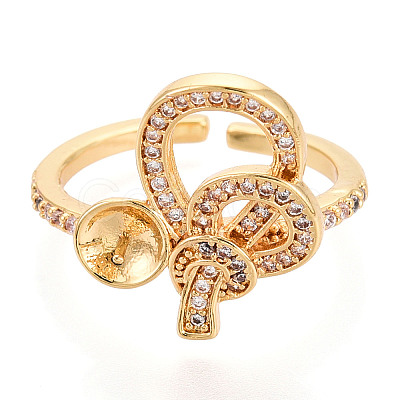 Knot Brass Micro Pave Cubic Zirconia Cup Peg Ring Settings KK-N274-23G-1