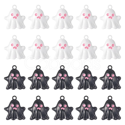 24Pcs 2 Colors Spray Painted Alloy Enamel Pendants FIND-SC0004-89-1