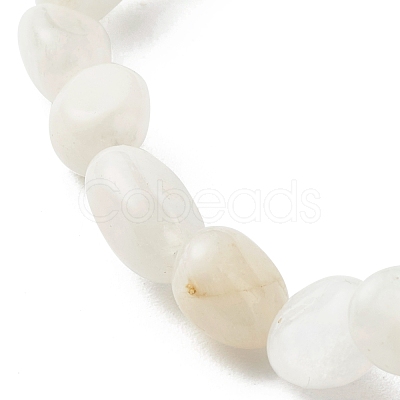 Natural Rainbow Moonstone Nuggets Beads Stretch Bracelet for Her BJEW-JB06951-09-1