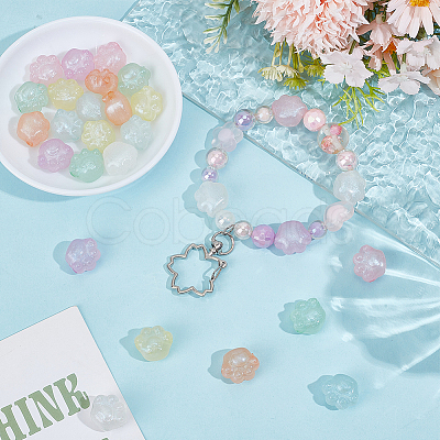 28Pcs 7 Colors Luminous Acrylic Beads OACR-PA0002-06-1