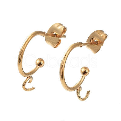 Ion Plating(IP) 304 Stainless Steel Half Hoop Earrings STAS-Z028-B01-G-01-1