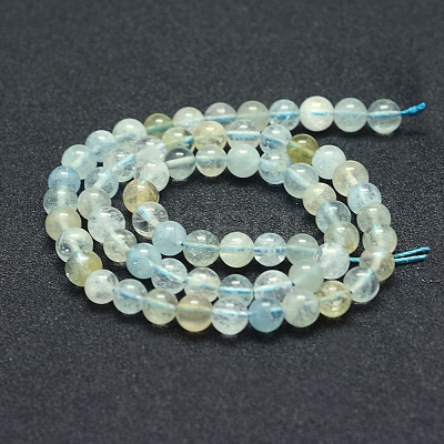 Natural Aquamarine Beads Strands G-P342-11-6mm-A+-1