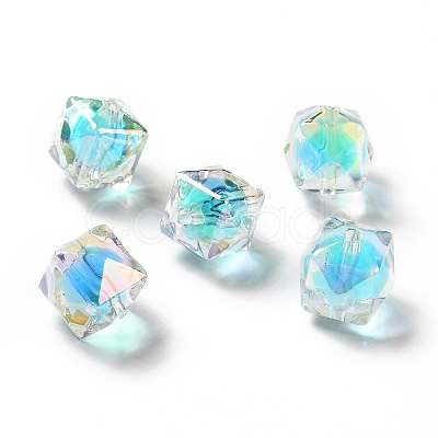 Two Tone UV Plating Rainbow Iridescent Acrylic Beads TACR-D010-02A-1