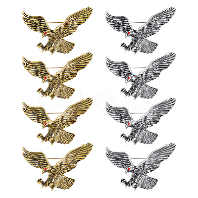 8Pcs 2 Colors Alloy Rhinestone Brooch JEWB-DC0006-48-1