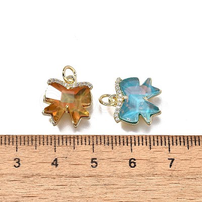 Brass Micro Pave Cubic Zirconia Charms KK-Q043-02G-1