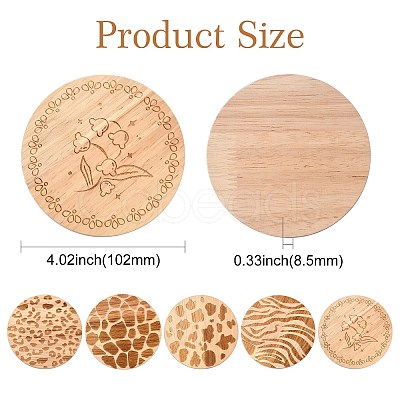 5Pcs 5 Colors Wood Coaster AJEW-CJ0001-67-1