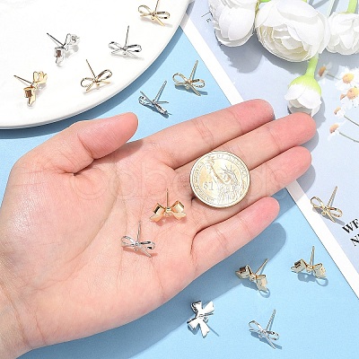16Pcs 4 Styles Brass Stud Earring Findings KK-YW0002-95-1