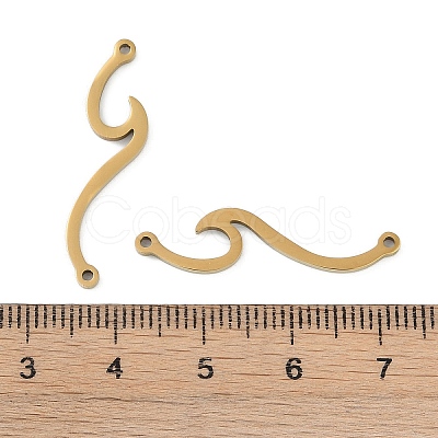 304 Stainless Steel Wave Shaped Connector Charms STAS-L279-022G-1
