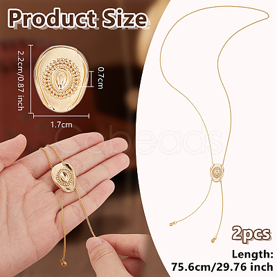 2Pcs Adjustable Brass Curb Chains Cowboy Hat Sweater Lariat Necklaces NJEW-UN0001-78G-1