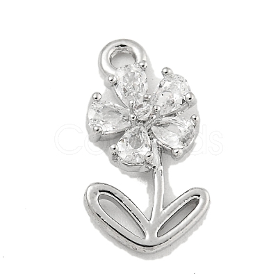 Brass Micro Pave Clear Cubic Zirconia Pendants KK-U015-09P-1