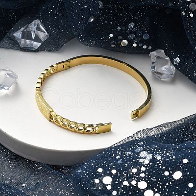 Ion Plating(IP) 304 Stainless Steel Hinged Bangles for Women BJEW-A011-21G-1
