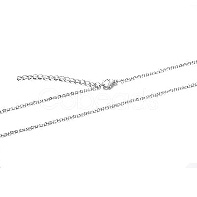 Non-Tarnish 304 Stainless Steel Cable Chain Necklace X-STAS-T040-PJ204-60-1