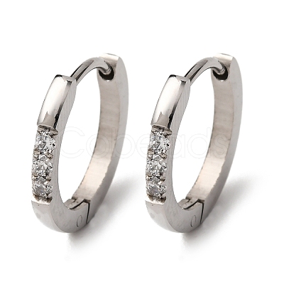 304 Stainless Steel Clear Cubic Zirconia Hoop Earrings EJEW-D331-18C-P-1