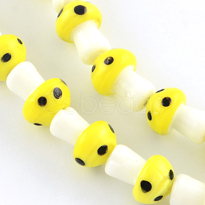 Mushroom Handmade Lampwork Beads Strands X-LAMP-R116-08-1