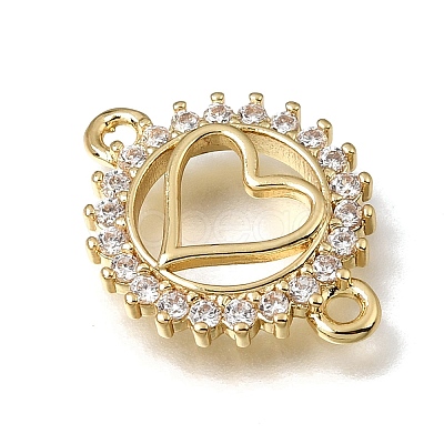 Brass Pave Clear Cubic Zirconia Ring Connector Charms KK-E802-10G-B-1