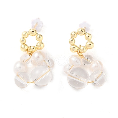 Natural Quartz Crystal Dangle Earrings EJEW-L286-06G-1