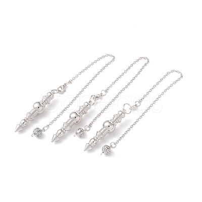 Rack Plating Brass Cable Chain Pointed Dowsing Pendulums HJEW-G016-02P-1
