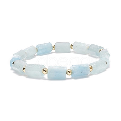 Natural Gemstone Column Beaded Stretch Bracelet for Women BJEW-JB08596-1